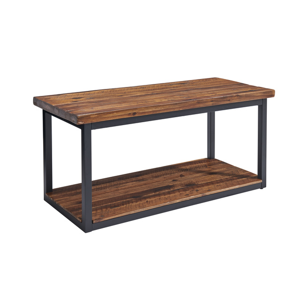 Alaterre Furniture Claremont 40" Rustic Wood Bench with Low Shelf ANCM0474